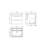600mm Wall Hung Vanity & Ceramic Basin - Image 4