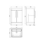 600mm Floor Standing 2 Door Vanity & Ceramic Basin - Image 3
