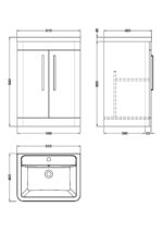 600mm Floor Standing 2 Door Vanity & Ceramic Basin - Image 3