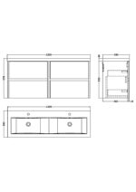 1200mm Wall Hung 4 Drawer Unit & Double Basin - Image 3