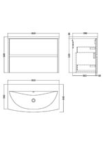 800mm Wall Hung 2 Drawer Unit & Basin 4 - Image 3