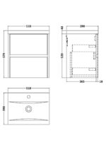 500mm Wall Hung 2 Drawer Unit & Basin 1 - Image 3