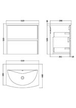 600mm Wall Hung 2 Drawer Unit & Basin 4 - Image 4