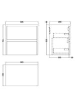 Nuie Havana 600mm Wall Hung 2 Drawer Unit & Worktop - Image 2