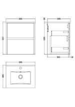 500mm Wall Hung 2-Drawer Unit & Basin 2 - Image 3