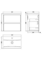 600mm Wall Hung 2-Drawer Unit & Basin 1 - Image 3