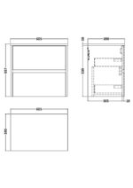 600mm Wall Hung 2-Drawer Unit & Worktop - Image 2