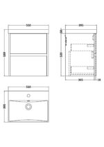 500mm Wall Hung 2 Drawer Unit & Basin 3 - Image 3