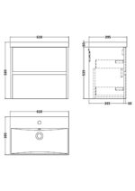 600mm Wall Hung 2 Drawer Unit & Basin 3 - Image 3