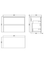 800mm Wall Hung 2 Drawer Unit & Worktop - Image 2