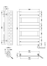 Square Flat Towel Radiator 840x500 - Image 2