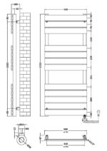 Square Flat Towel Radiator 1213x500 - Image 2