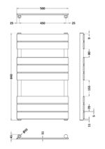 Square Flat Towel Radiator 840x500 - Image 2