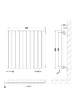 Nuie Sloane Horizontal Single Panel Radiator 600 x 586 - Image 2