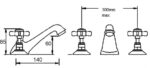 3 Tap Hole Basin Mixer - Image 2