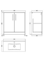 800mm Floor Standing 2 Door Vanity & Basin 2 - Image 3