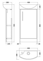 440mm Floor Standing 1 Door Unit & 1TH Basin RH - Image 2