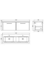 1200mm Wall Hung 2 Drawer Vanity & Double Basin - Image 3