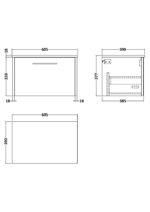 600mm Wall Hung Single Drawer Vanity & Worktop - Image 2