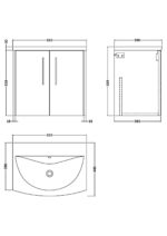 600mm Wall Hung 2 Door Vanity & Basin 4 - Image 3