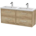 1200mm Wall Hung 4 Drawer Vanity & Double Basin