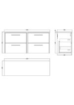 1200 Wall Hung 4-Drawer Vanity & Laminate Worktop - Image 2