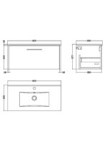 800mm Wall Hung Single Drawer Vanity & Basin 2 - Image 3