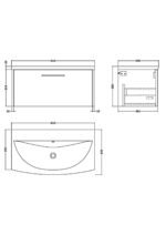 800mm Wall Hung Single Drawer Vanity & Basin 4 - Image 3