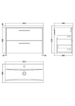 800mm Wall Hung 2 Drawer Vanity & Basin 1 - Image 3
