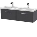 1200mm Wall Hung 2 Drawer Vanity & Double Basin