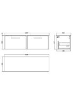 1200mm Wall Hung 2 Drawer Vanity & Worktop - Image 2
