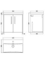 600mm Wall Hung 2 Door Vanity & Basin 3 - Image 3