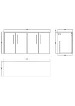 1200 Wall Hung 4-Door Vanity & Laminate Worktop - Image 2
