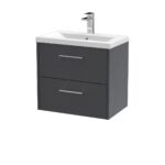 600mm Wall Hung 2 Drawer Vanity & Basin 1