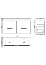 1200mm Wall Hung 4 Drawer Vanity & Double Basin - Image 3