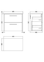 600 Wall Hung 2-Drawer Vanity & Laminate Worktop - Image 2