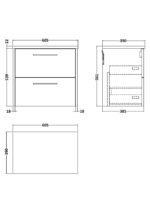 600mm Wall Hung 2 Drawer Vanity & Laminate Top - Image 2