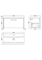 800mm Wall Hung Single Drawer Vanity & Basin 1 - Image 3