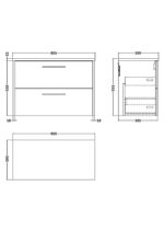 800mm Wall Hung 2 Drawer Vanity & Laminate Top - Image 2