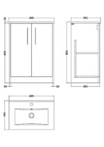 Hudson Reed Juno 600mm Floor Standing 2 Door Vanity & Basin 2 - Image 3