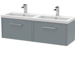 1200mm Wall Hung 2 Drawer Vanity & Double Basin