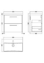 600mm Wall Hung 2 Drawer Vanity & Basin 3 - Image 4