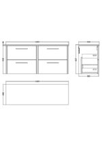 1200mm Wall Hung 4 Drawer Vanity & Worktop - Image 2