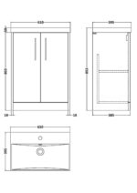 600mm Floor Standing 2 Door Vanity & Basin 3 - Image 3