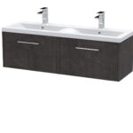 1200mm Wall Hung 2 Drawer Vanity & Double Basin