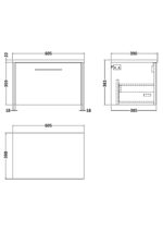 600mm Wall Hung 1 Drawer Vanity & Worktop - Image 2