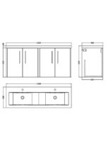 1200mm Wall Hung 4 Door Vanity & Double Basin - Image 3