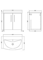 600mm Wall Hung 2 Door Vanity & Basin 4 - Image 3