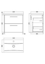 600mm Wall Hung 2 Drawer Vanity & Basin 1 - Image 3