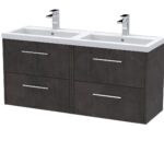 1200mm Wall Hung 4 Drawer Vanity & Double Basin